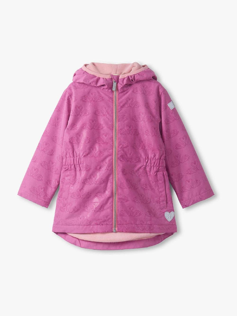 seraphine Hatley Pink Heart Swans Colour-Reveal Field Jacket