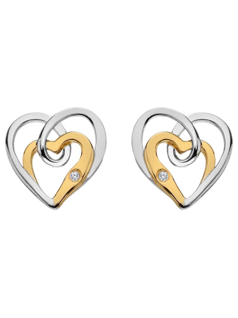 seraphine Hot Diamonds 925 Sterling Silver Tone Open Two Heart Earrings