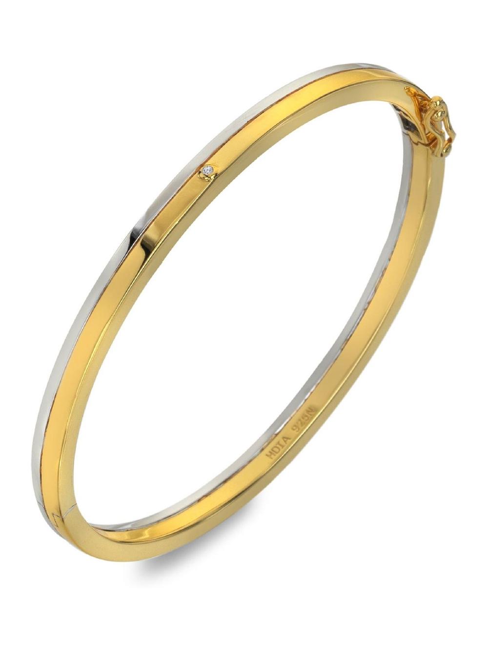 seraphine Hot Diamonds Sterling Silver Parellel Two Tone Bangle