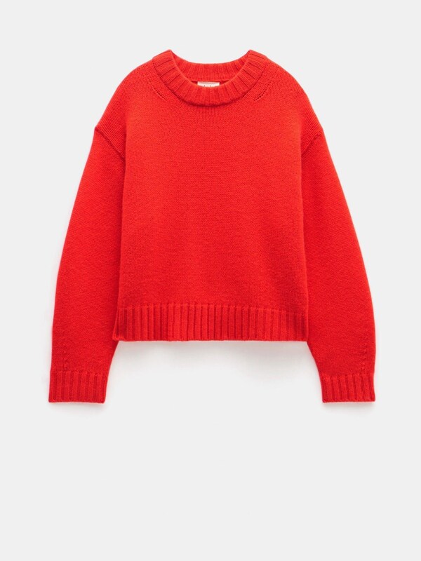 Seraphine Hush Red Cora Chunky Cashmere Crew Jumper