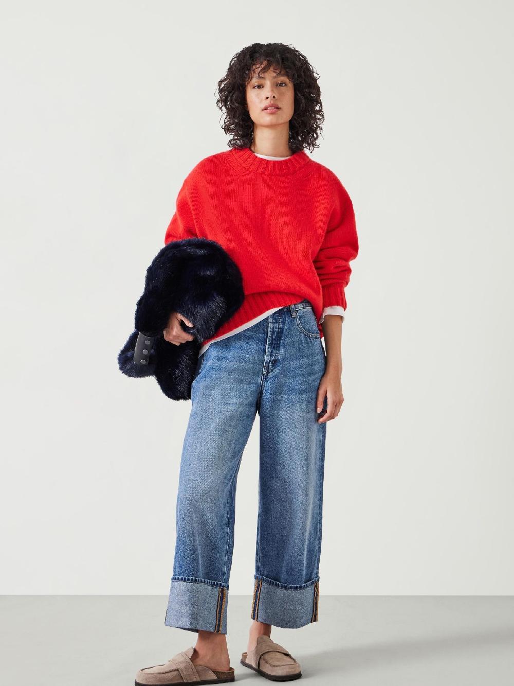 seraphine Hush Red Cora Chunky Cashmere Crew Jumper
