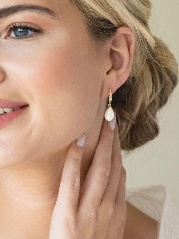 Seraphine Ivory & Co Gold Salford Crystal And Pearl Drop Earrings