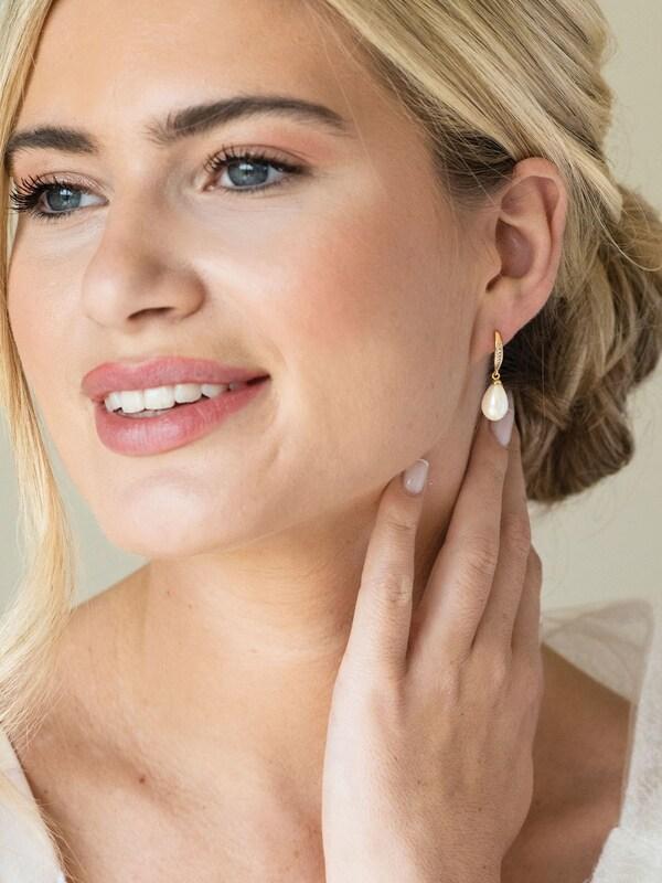 Seraphine Ivory & Co Gold Salford Crystal And Pearl Drop Earrings