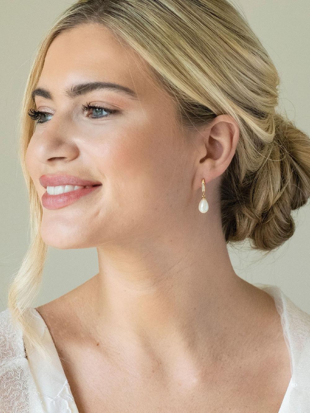 seraphine Ivory & Co Gold Salford Crystal And Pearl Drop Earrings