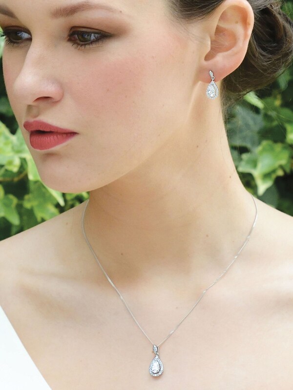 Seraphine Ivory & Co Rhodium Belmont And Crystal Teardrop Earring