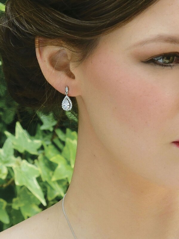 Seraphine Ivory & Co Rhodium Belmont And Crystal Teardrop Earring