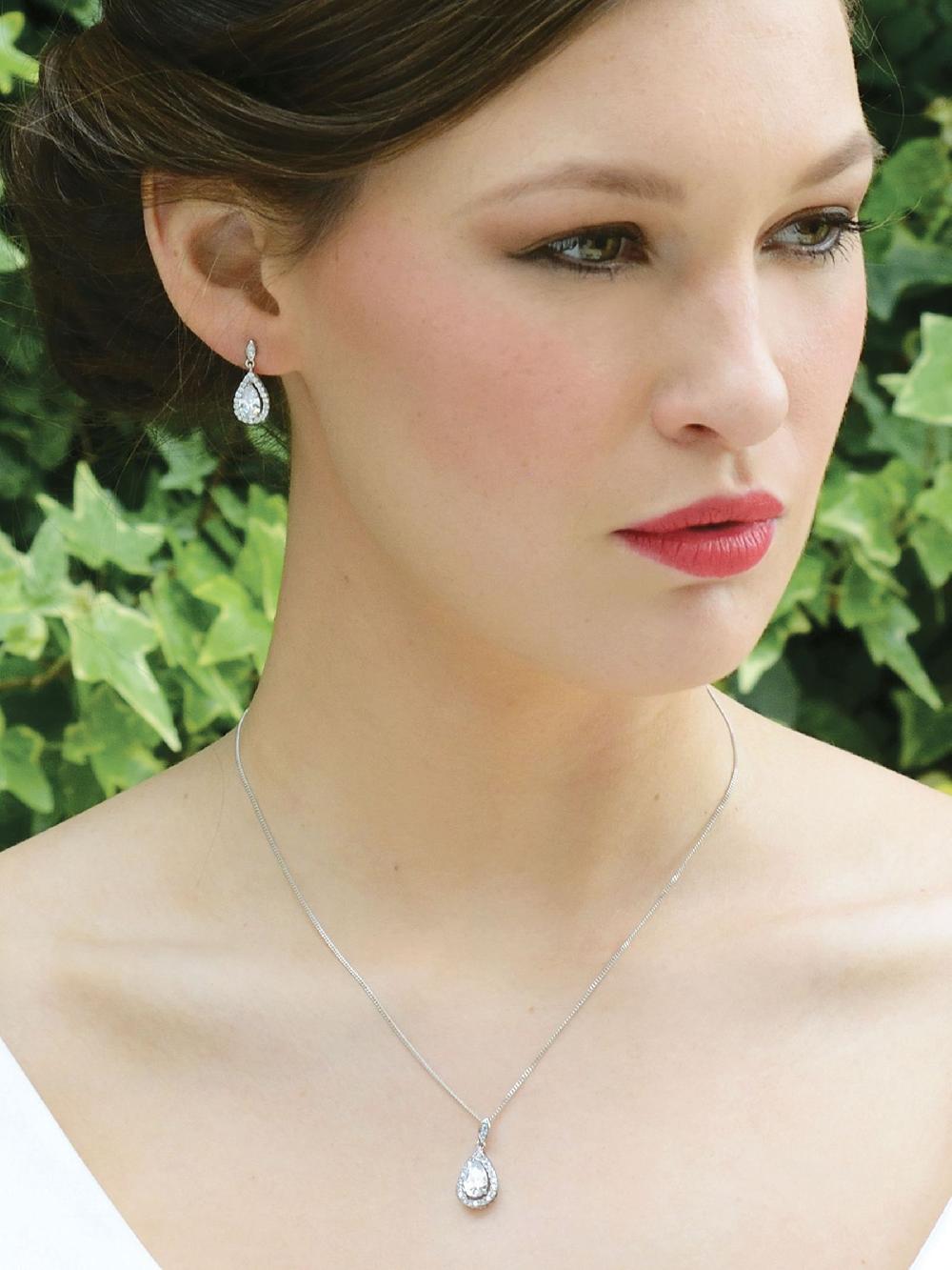 seraphine Ivory & Co Rhodium Belmont And Crystal Teardrop Earring