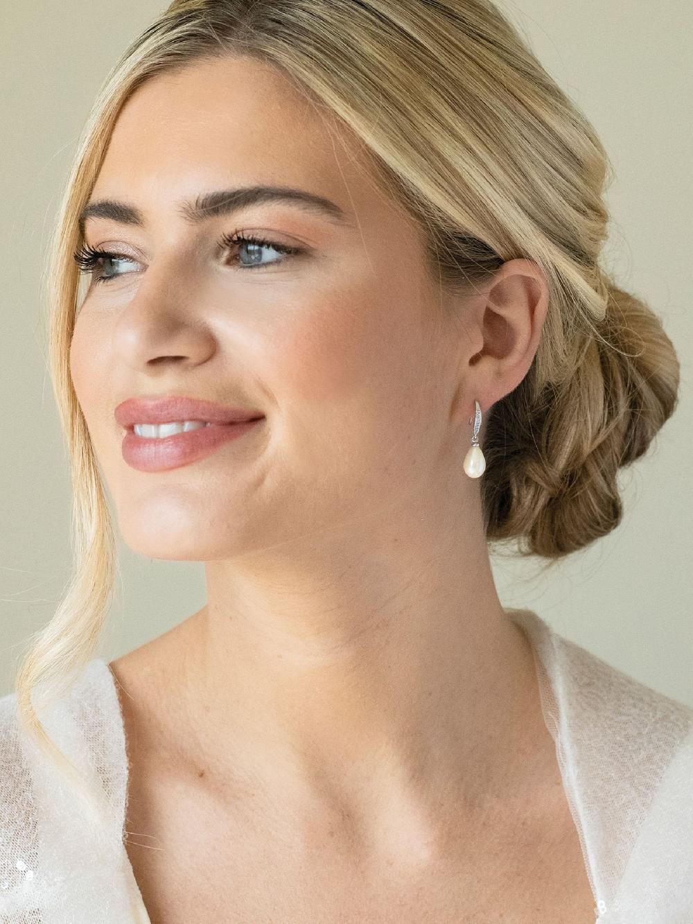 seraphine Ivory & Co Silver Salford Crystal And Pearl Drop Earrings