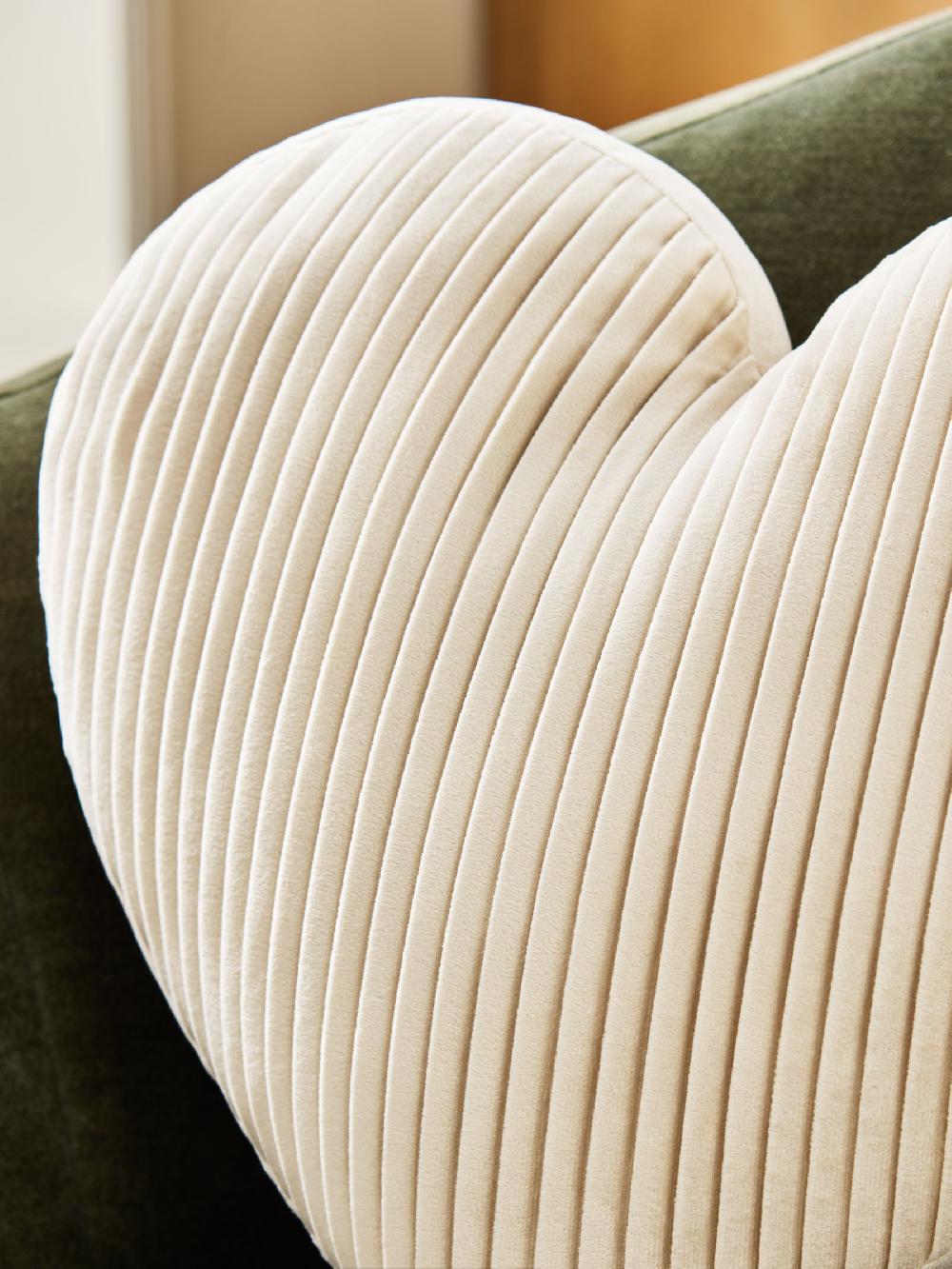seraphine Ivory Valentines 3D Pleated Velvet Heart Cushion