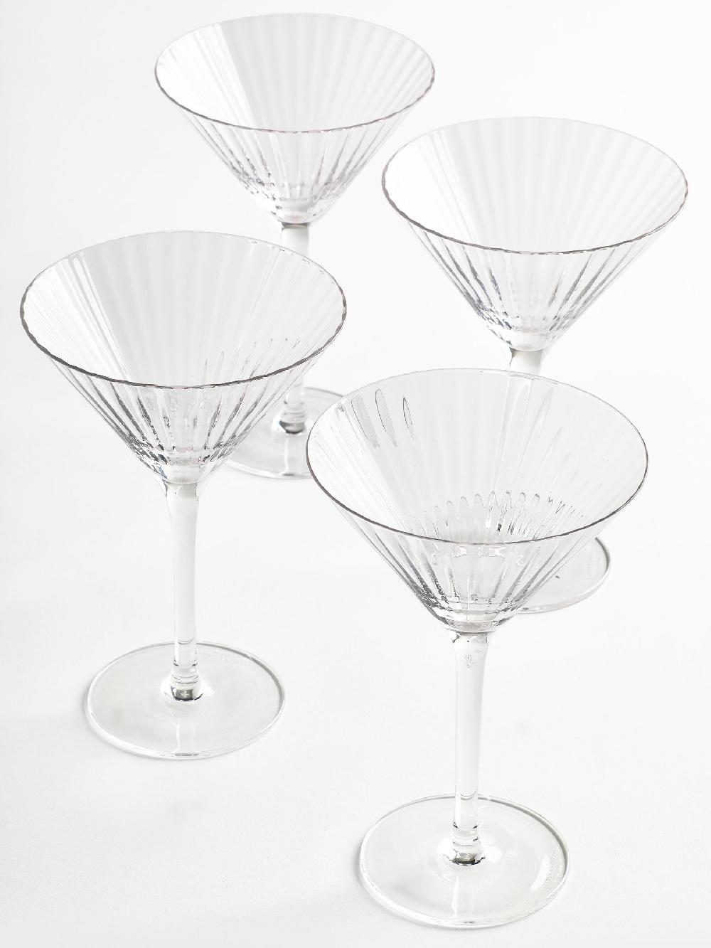 seraphine Jasper Conran London Set of 4 Clear Fluted Martini Cocktail Glasses