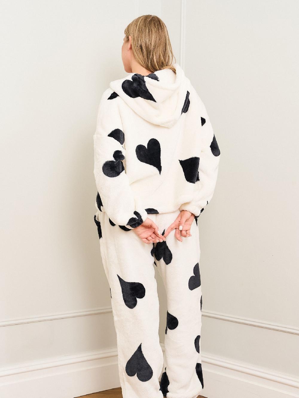 seraphine Jim Jam the Label Large Heart Print Twosie Black Pyjamas