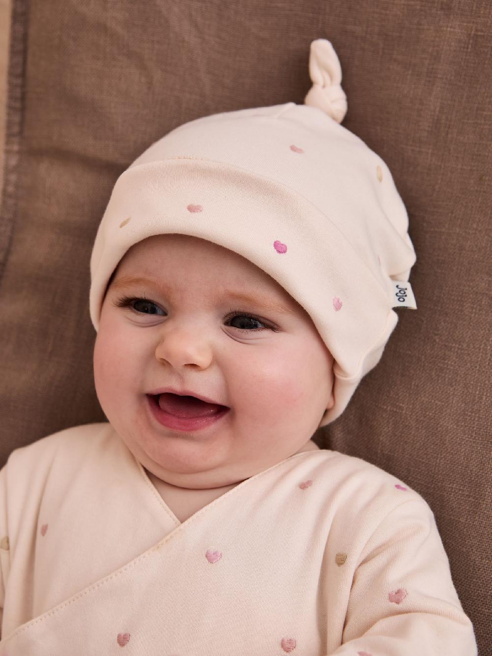 seraphine JoJo Maman Bébé Cream Cotton 2-Piece Embroidered Sleepsuit and Hat Set