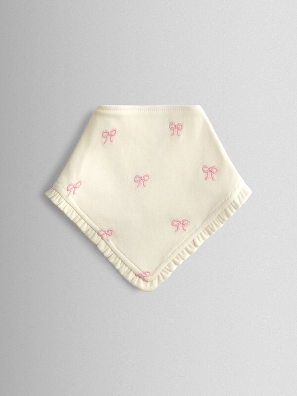Seraphine JoJo Maman Bébé Cream Pretty Organic Cotton 2-Pack Bow Embroidered Bibs