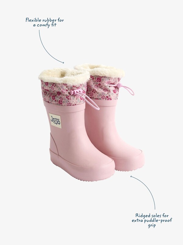 Seraphine JoJo Maman Bébé Pale Pink Drawstring Cosy Lined Wellies