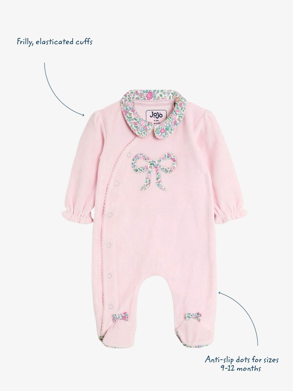 Seraphine JoJo Maman Bébé Pink Bow Ditsy Floral Velour All-In-One