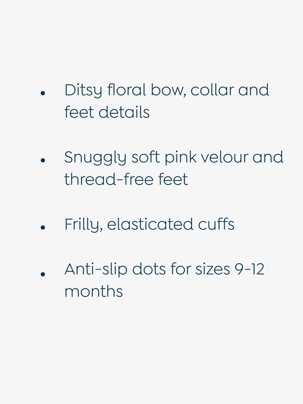 Seraphine JoJo Maman Bébé Pink Bow Ditsy Floral Velour All-In-One