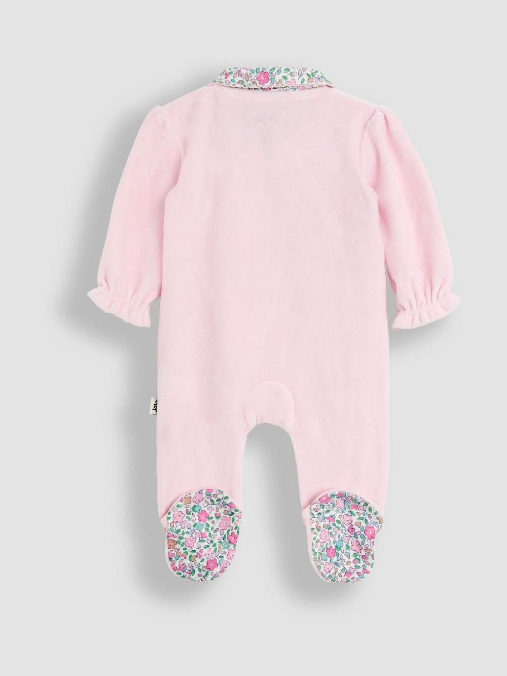 seraphine JoJo Maman Bébé Pink Bow Ditsy Floral Velour All-In-One