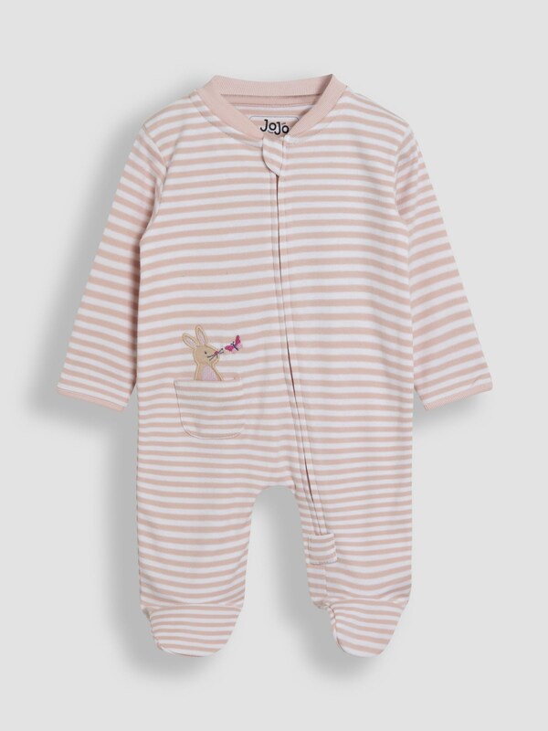 Seraphine JoJo Maman Bébé Pink Bunny Organic Cotton Zip Sleepsuit