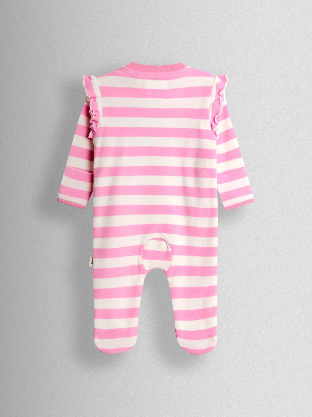 seraphine JoJo Maman Bébé Pink Cherry 100% Cotton Footed Frill Sleepsuit