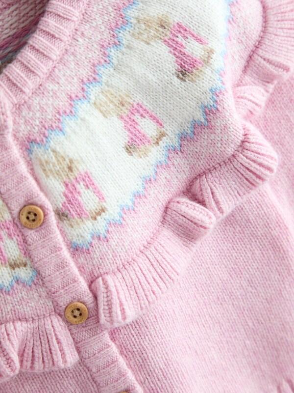 Seraphine JoJo Maman Bébé Pink Fair Isle Knit Cardigan & Bottom Set