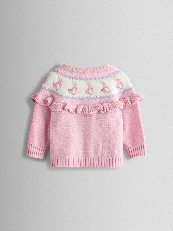 Seraphine JoJo Maman Bébé Pink Fair Isle Knit Cardigan & Bottom Set