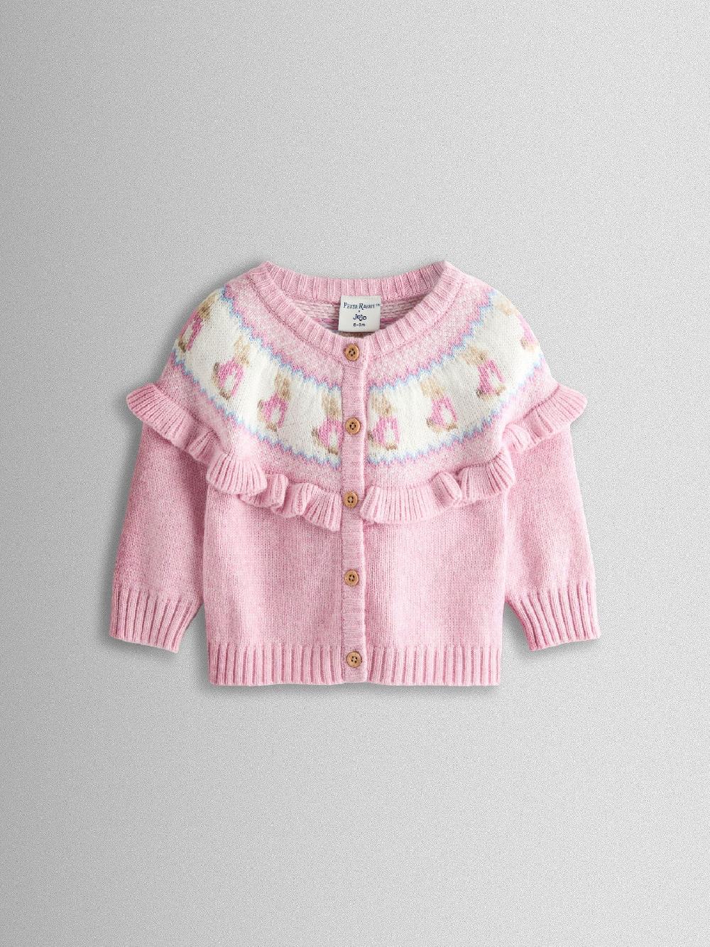 seraphine JoJo Maman Bébé Pink Fair isle Knit Cardigan & Bottom Set