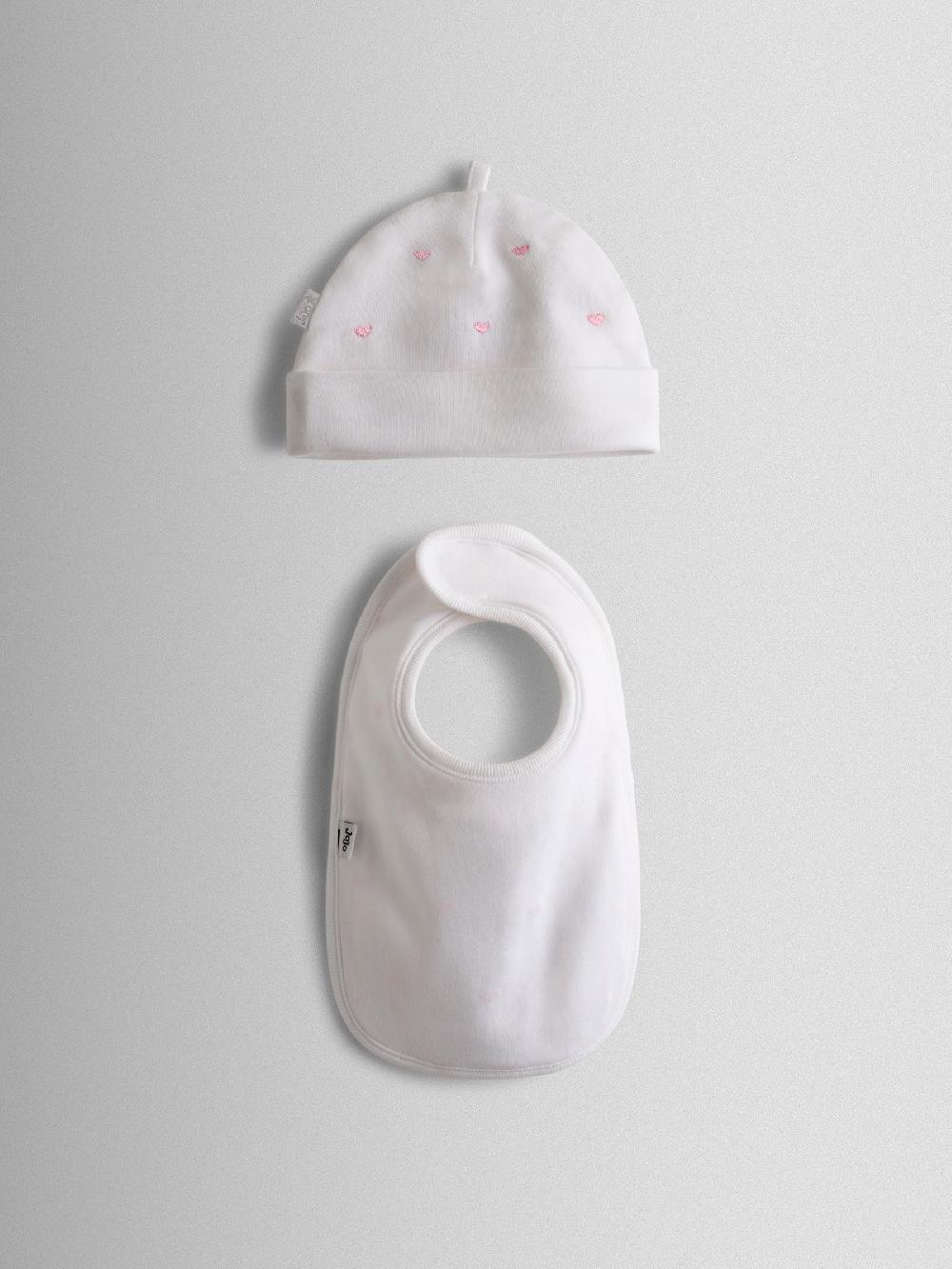 seraphine JoJo Maman Bébé Pink Heart Embroidered Hat and Bib Set