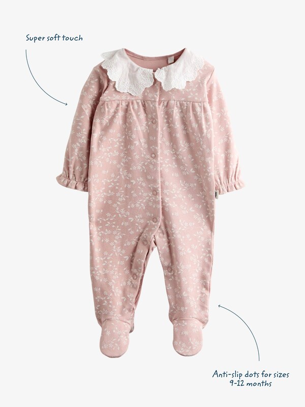 Seraphine JoJo Maman Bébé Pink Organic Cotton Ditsy Floral Sleepsuit