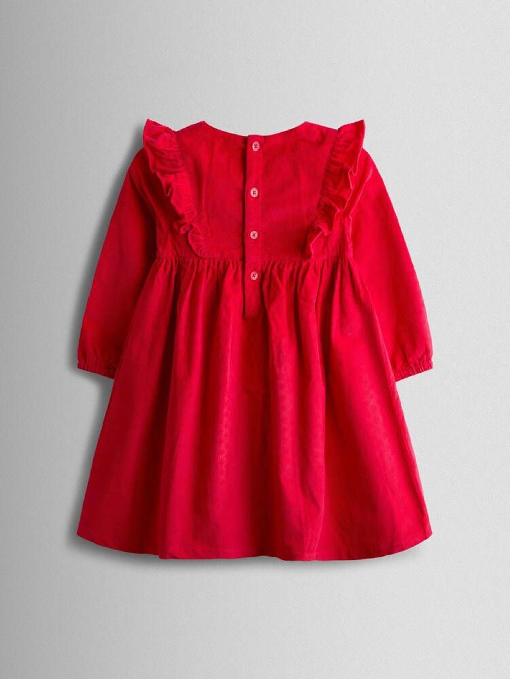 seraphine JoJo Maman Bébé Pink Smocked Cord Frill Shoulder Dress
