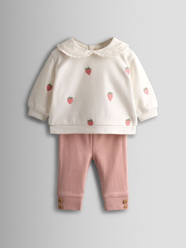 Seraphine JoJo Maman Bébé Pink Strawberry Collared Sweatshirt And Jogger Set