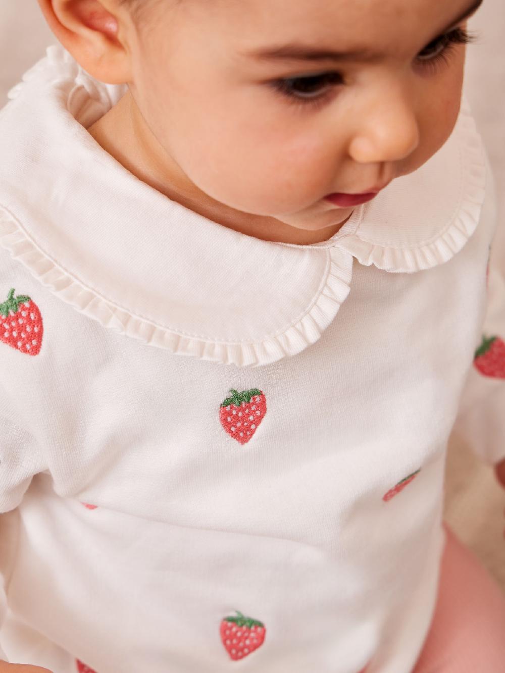 seraphine JoJo Maman Bébé Pink Strawberry Collared Sweatshirt and Jogger Set