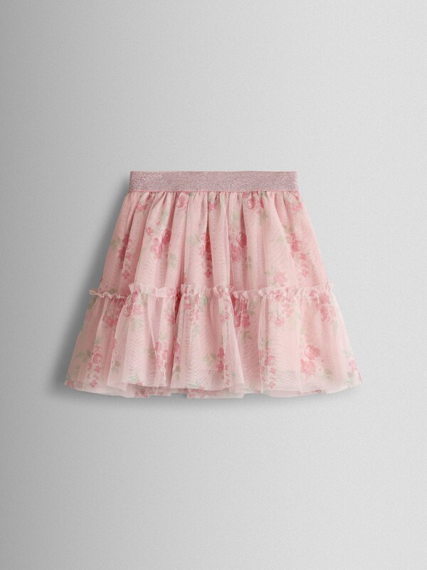Seraphine JoJo Maman Bébé Rose Pink Broderie Collar T-Shirt & Printed Tulle Skirt Set