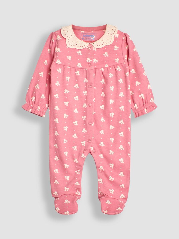 Seraphine JoJo Maman Bébé Rose Pink Pretty Printed Collar Sleepsuit