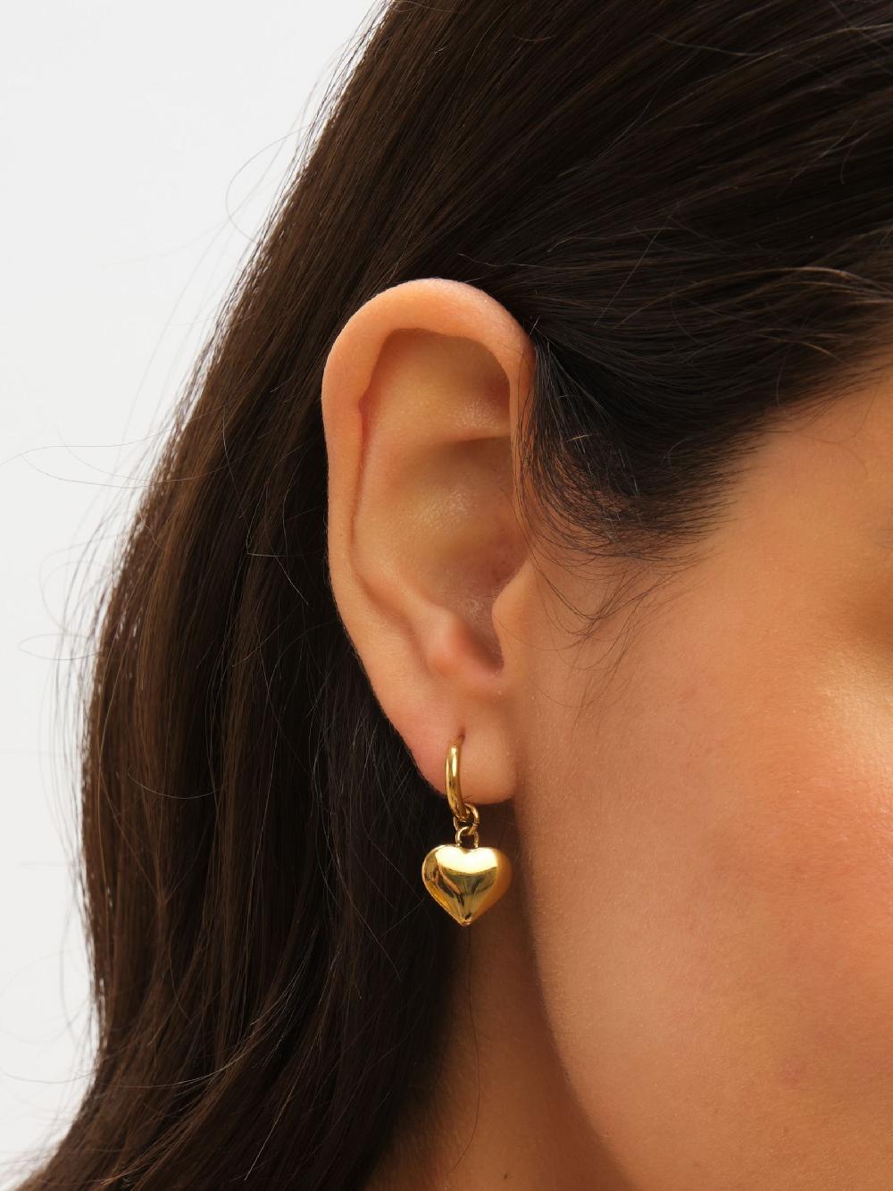 seraphine Jon Richard Gold Plated Waterproof Heart Charm Hoop Earrings