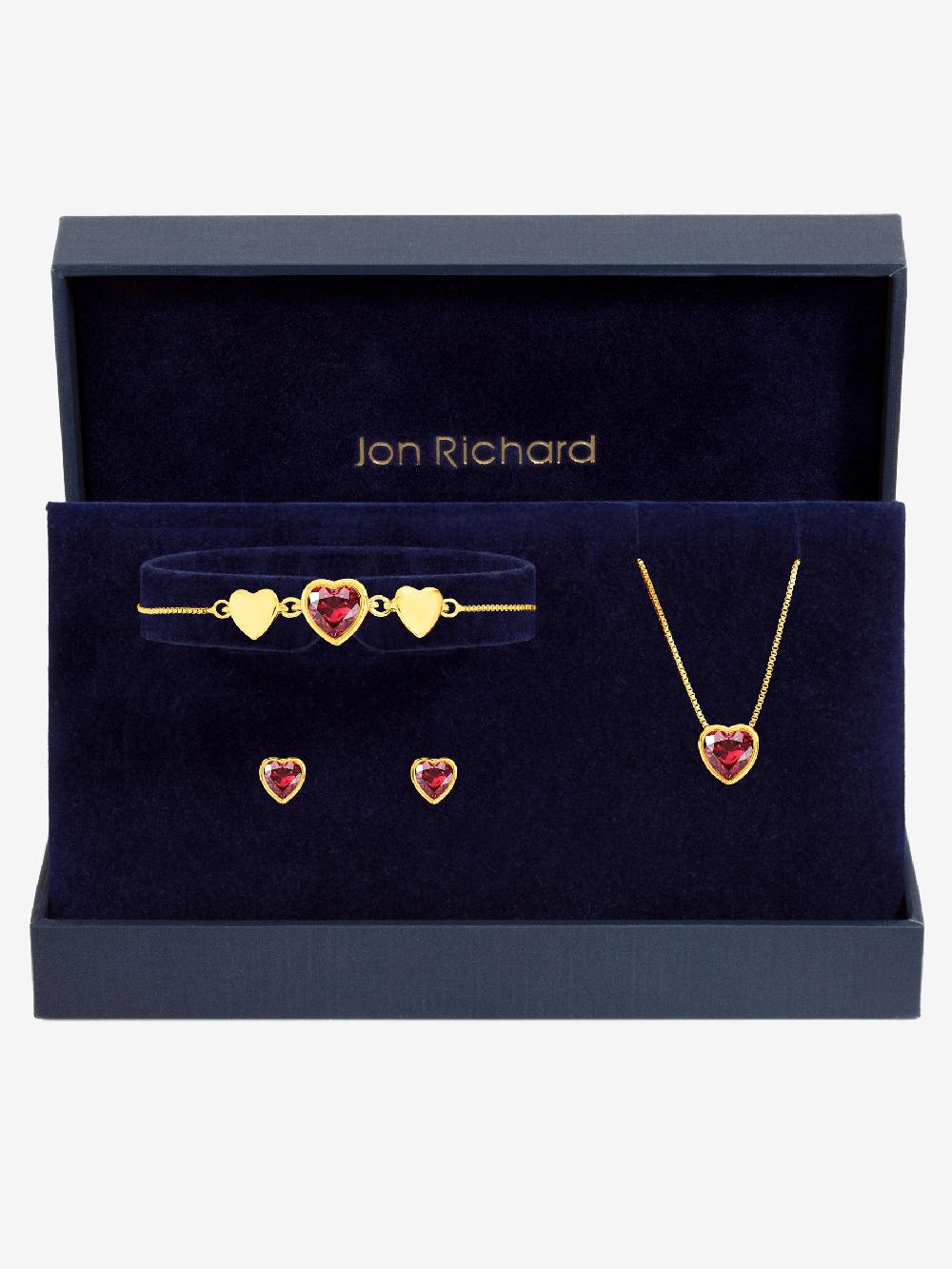 seraphine Jon Richard Gold Tone Crystal and Red Heart Trio Set Gift Box