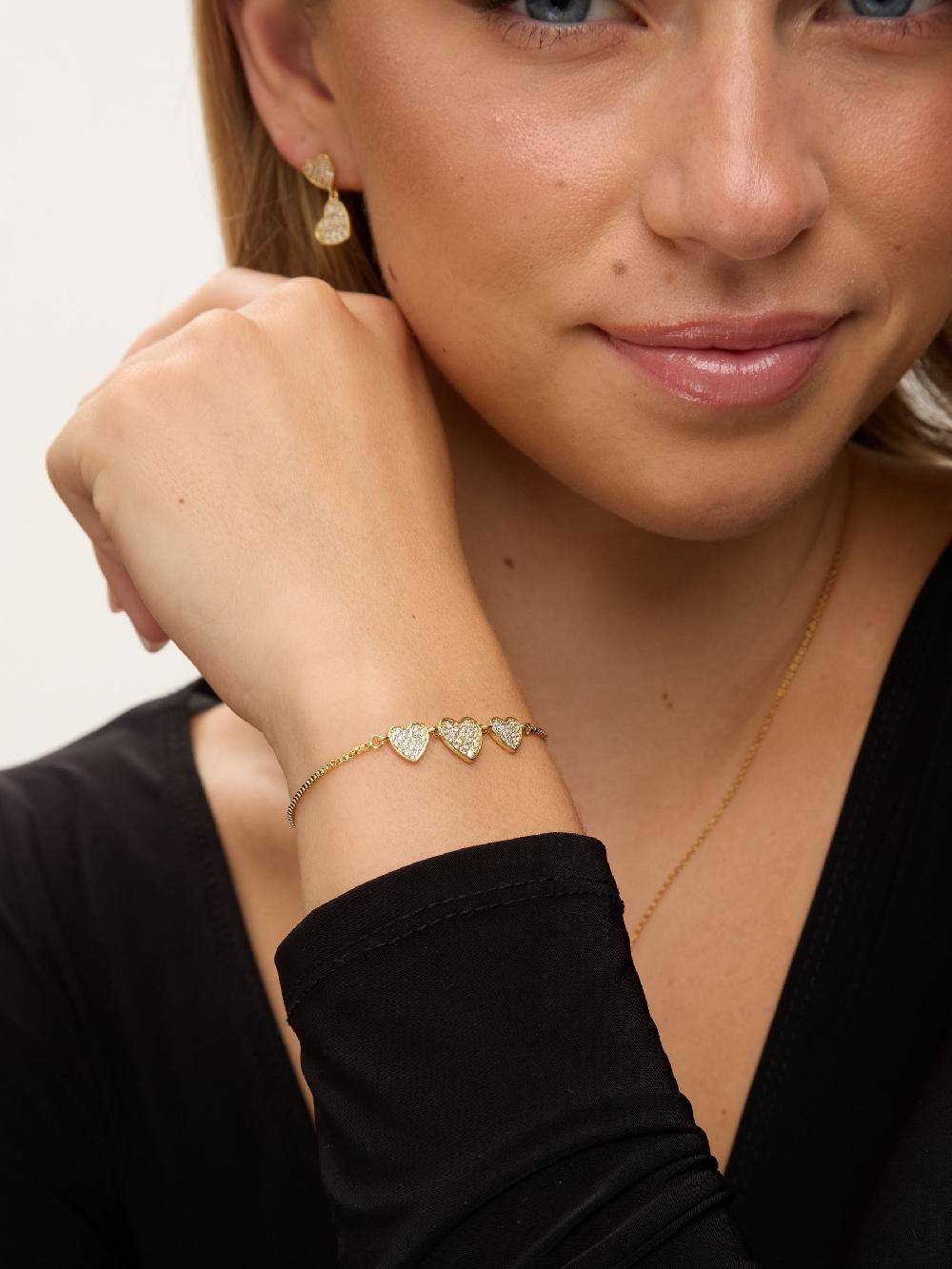 seraphine Jon Richard Gold Tone Micro Pave Heart Earrings