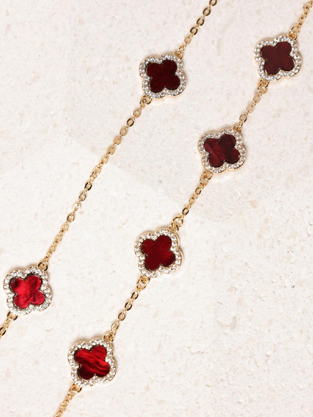 seraphine Jon Richard Red Jet Enamel Clover Bracelet