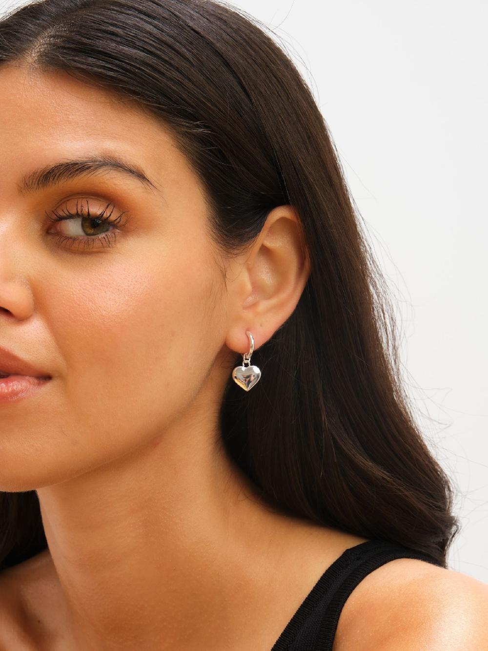 seraphine Jon Richard Silver Plated Waterproof Heart Charm Hoop Earrings