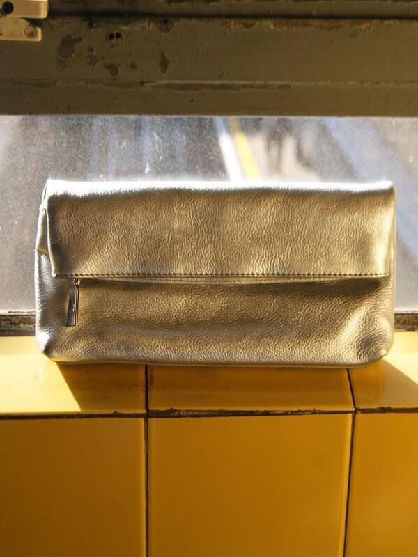 Seraphine Jones Bootmaker Gold Wylie Fold-Over Clutch