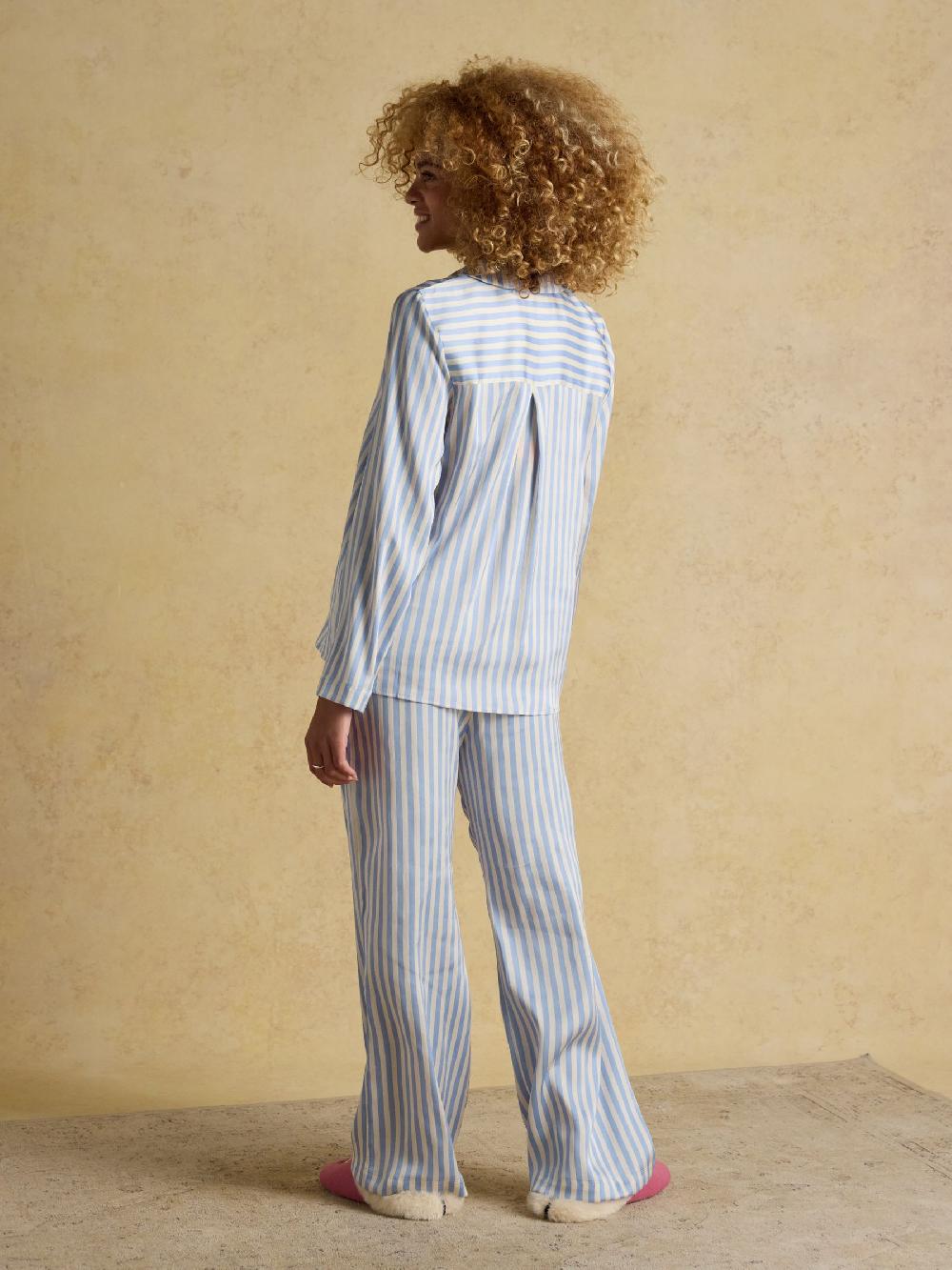 seraphine Joules Bonnie Stripe Satin Long Sleeve Pyjama Set