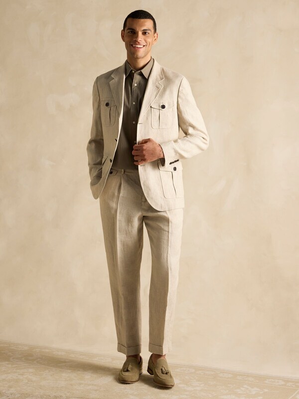 Seraphine Joules Stone Slim Fit 100% Linen Safari Suit Jacket