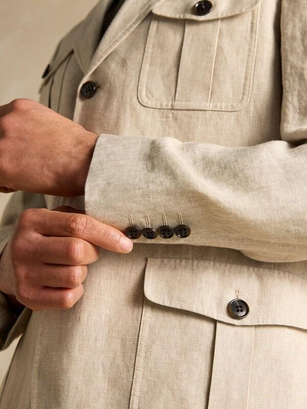 Seraphine Joules Stone Slim Fit 100% Linen Safari Suit Jacket