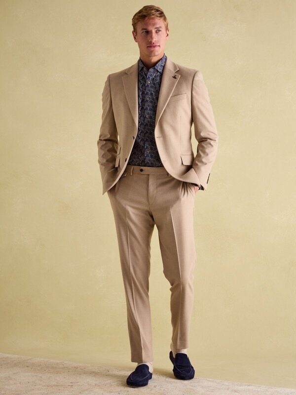 Seraphine Joules Tan Brown Slim Fit Flannel Suit Jacket