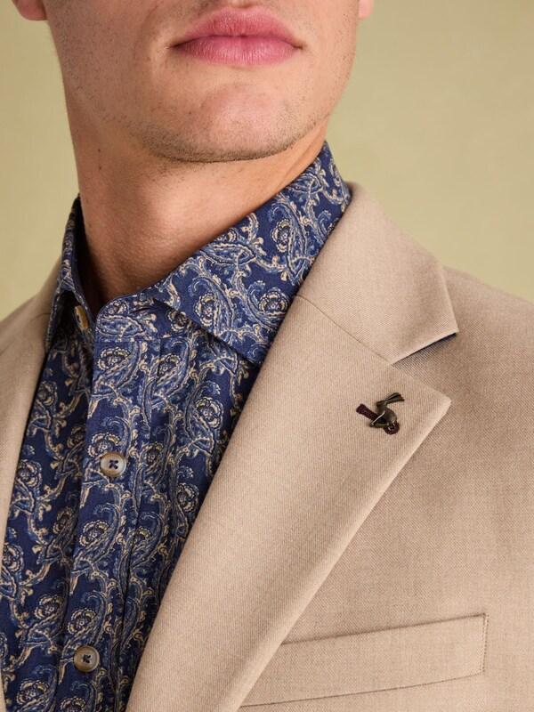 Seraphine Joules Tan Brown Slim Fit Flannel Suit Jacket