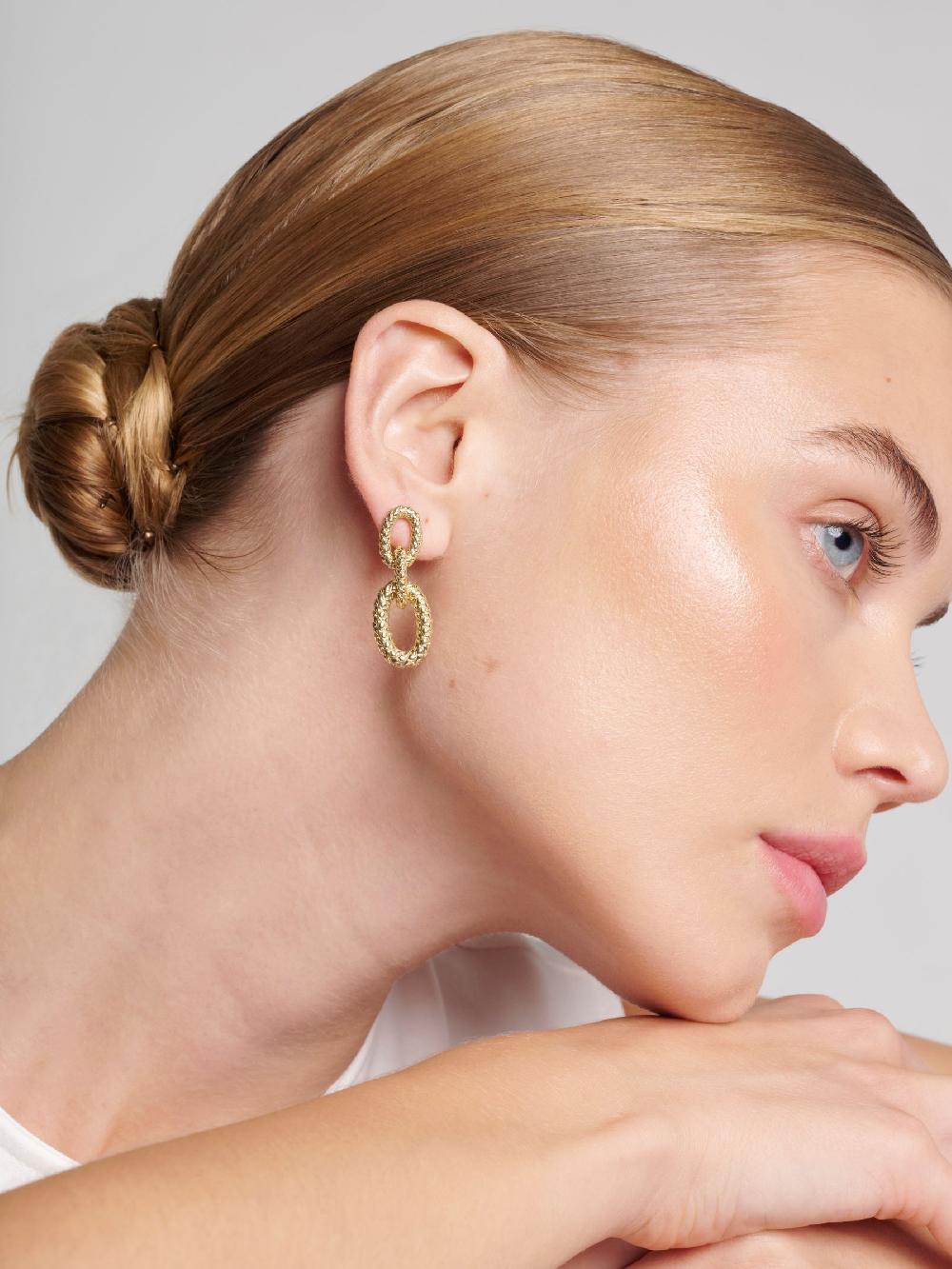 seraphine Karen Millen Gold Tone Gold Tone Woven Link Drop Earrings