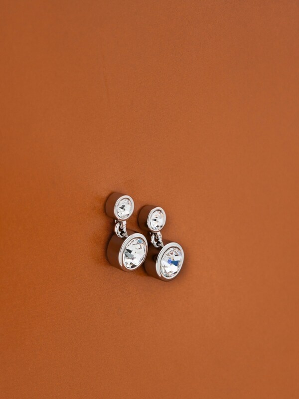 Seraphine Karen Millen Silver Crystal Dot Drop Earrings