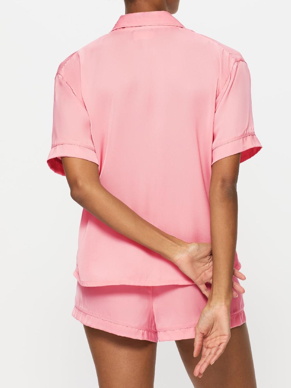 seraphine KBX Pink Hattie Satin Revere Shirt and Shorts Set