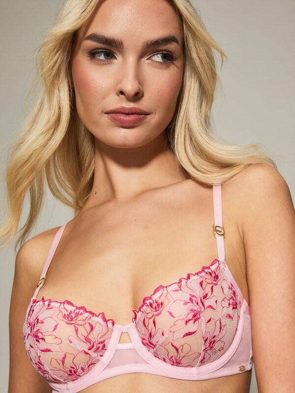 Seraphine KBX Pink Marilyn Floral Embroidered Non Padded Balcony Bra