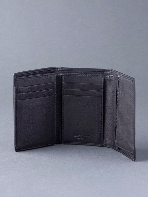 Seraphine Lakeland Leather Black Bowston Tri-Fold Wallet