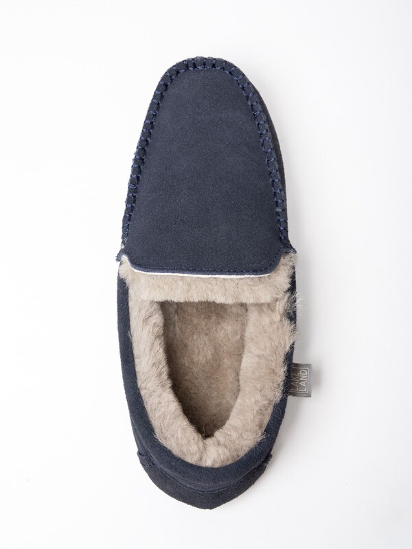 Seraphine Lakeland Leather Blue Mens Sheepskin Slip-On Moccasins